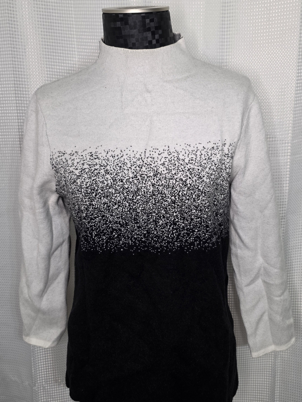 Anne Klein Black and  Cream Gradient Mock Sweater